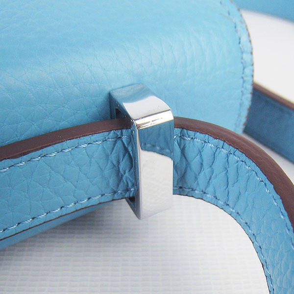 7A Hermes Oxhide Leather Message Bag Blue H017 - Click Image to Close